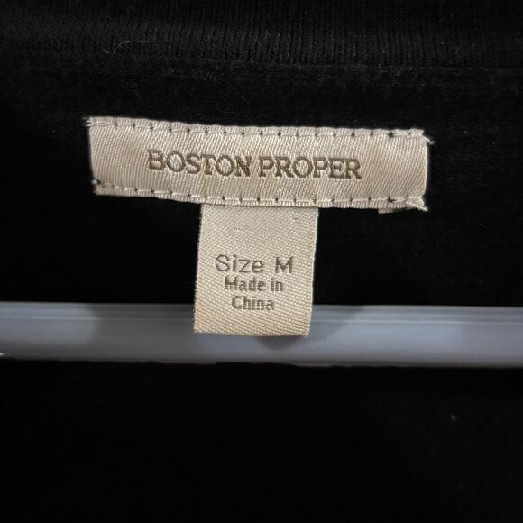 Boston Proper Black Embellished Long Sleeve V-Neck Tunic Top ~ Medium ~ EUC - Picture 5 of 7